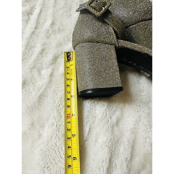 CL Chinese Laundry Jody Heel Ankle Strappy Size 8.5m Gold Metallic Wedding Club - Picture 10 of 14